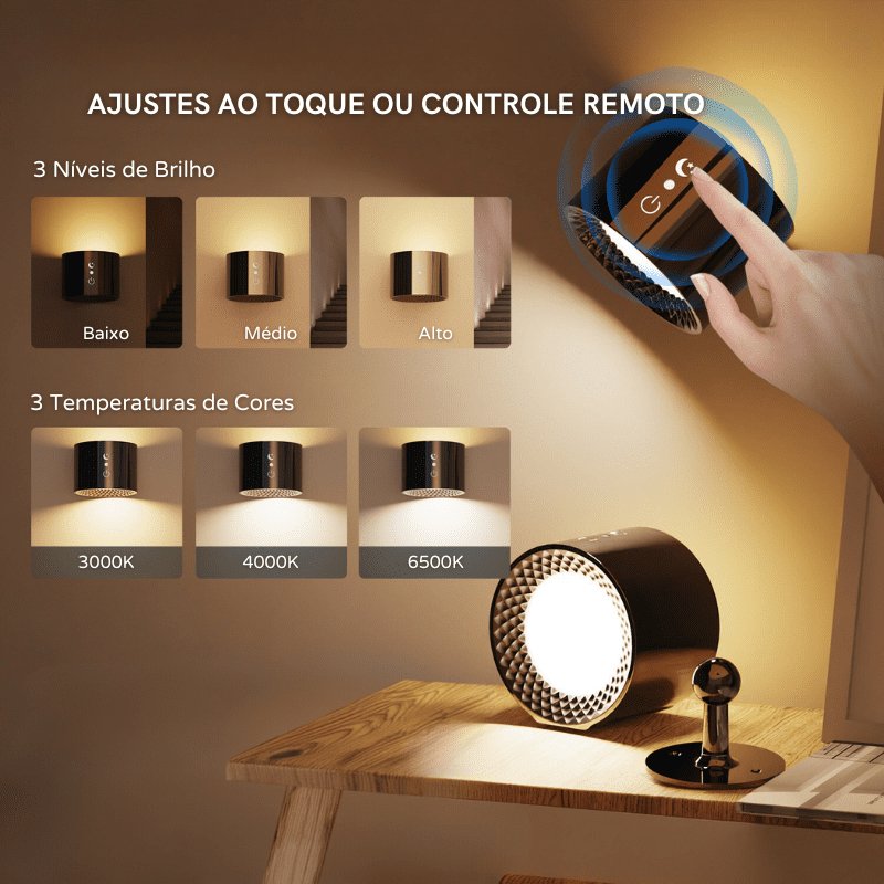 Arandela de Parede Interna LED Bifocal Sem Fio Zeraffe - Zeraffe | Novidades exclusivas e produtos que facilitam sua vida