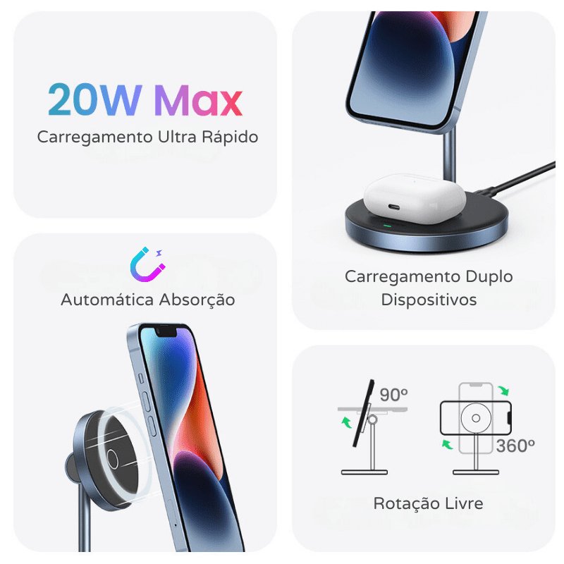 Carregador Por Indução Iphone Airpods Base Magnética Zeraffe - Zeraffe | Novidades exclusivas e produtos que facilitam sua vida