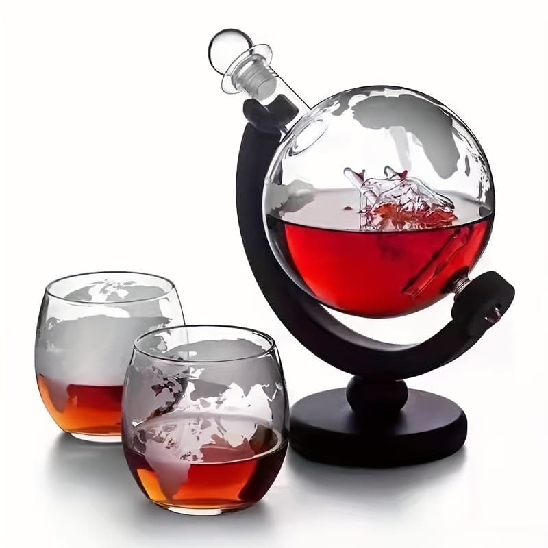 Decanter Whisky Globo Conjunto Recipiente de Vidro Zeraffe - Zeraffe | Novidades exclusivas e produtos que facilitam sua vida