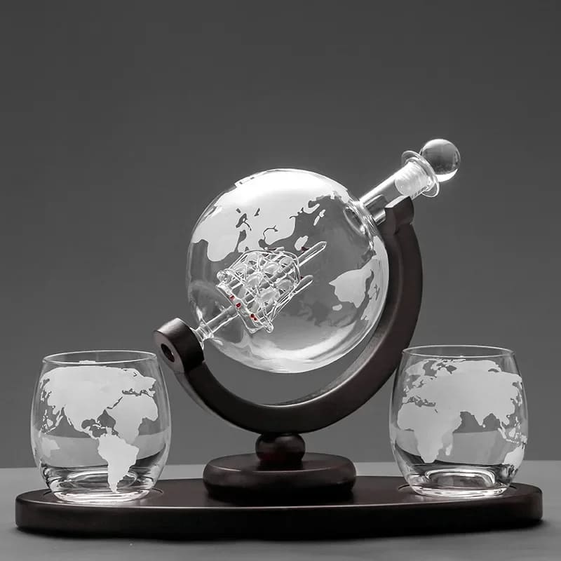 Decanter Whisky Globo Conjunto Recipiente de Vidro Zeraffe - Zeraffe | Novidades exclusivas e produtos que facilitam sua vida