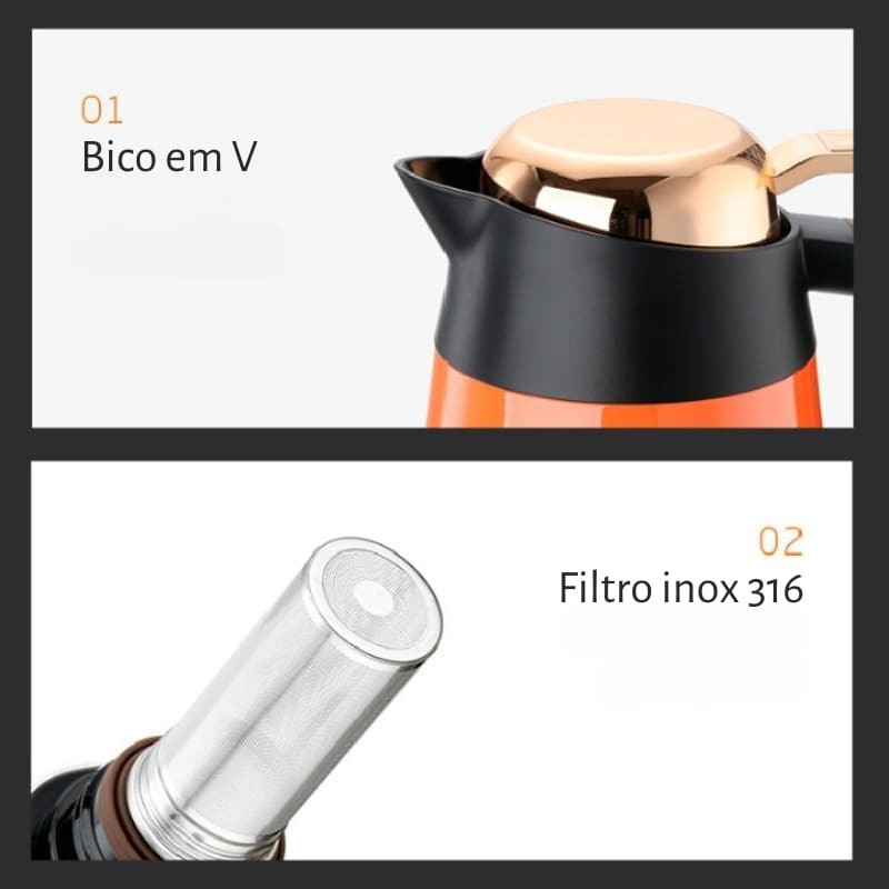 Garrafa Térmica Café Chá Inox 1.6L Zeraffe - Zeraffe | Novidades exclusivas e produtos que facilitam sua vida