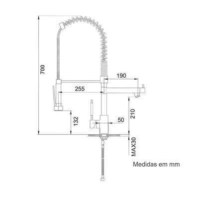 Torneira Cozinha Gourmet 70cm