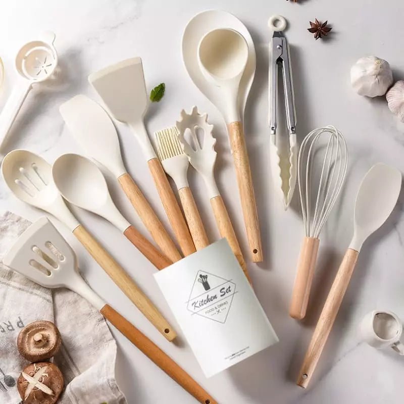 Kit Utensílios de Cozinha 14 Peças Silicone Com Organizador Zeraffe - Zeraffe | Novidades exclusivas e produtos que facilitam sua vida