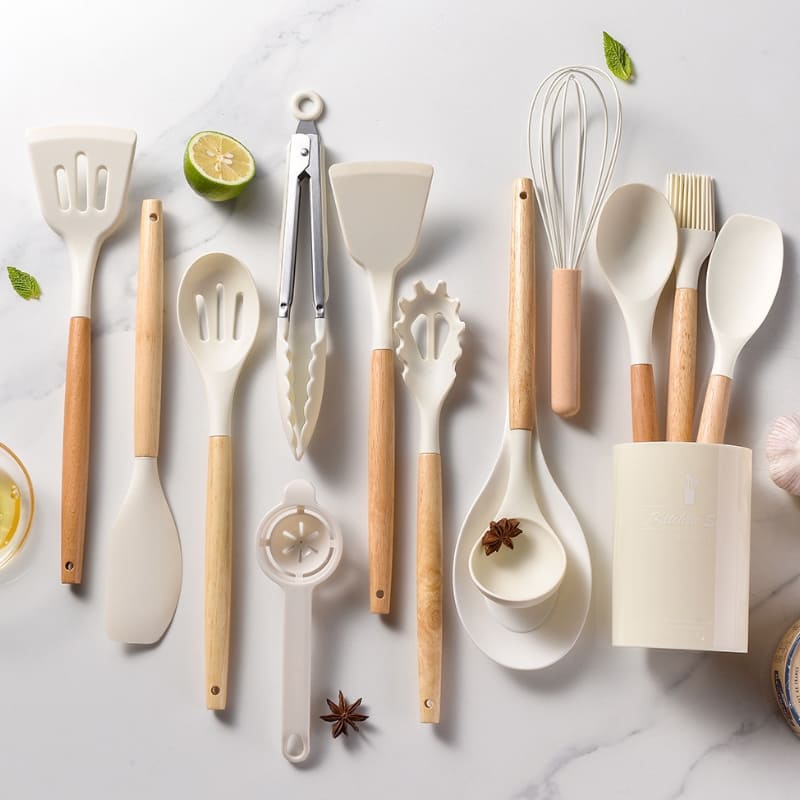 Kit Utensílios de Cozinha 14 Peças Silicone Com Organizador Zeraffe - Zeraffe | Novidades exclusivas e produtos que facilitam sua vida