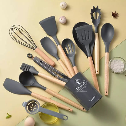 Kit Utensílios de Cozinha 14 Peças Silicone Com Organizador Zeraffe - Zeraffe | Novidades exclusivas e produtos que facilitam sua vida