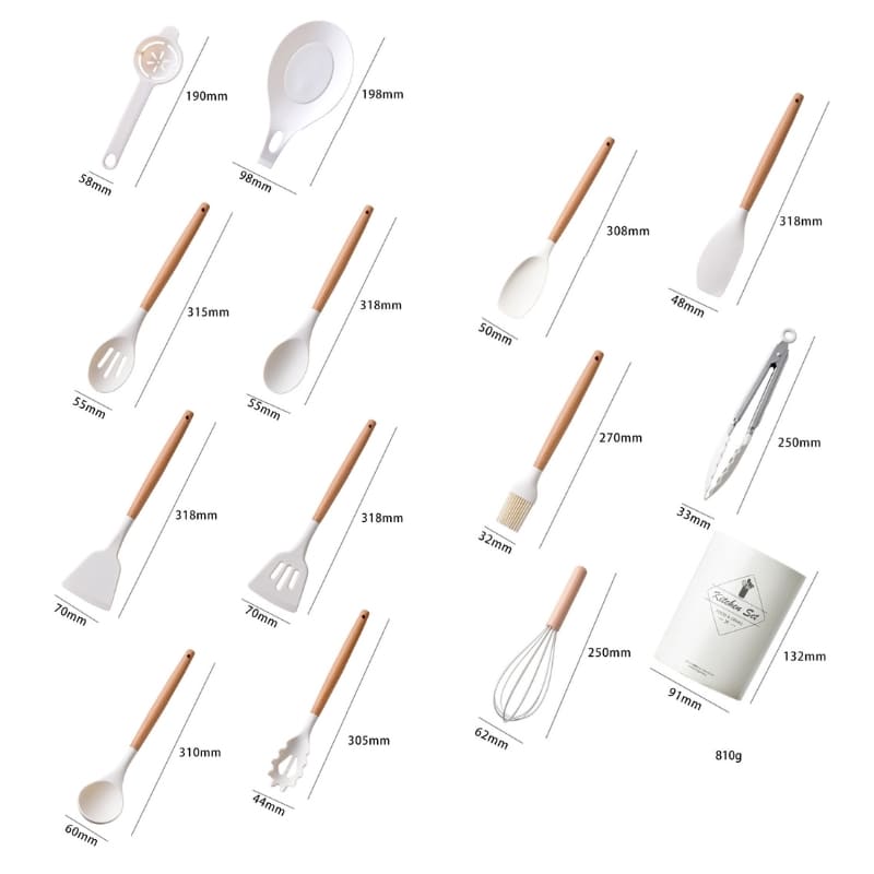 Kit Utensílios de Cozinha 14 Peças Silicone Com Organizador Zeraffe - Zeraffe | Novidades exclusivas e produtos que facilitam sua vida