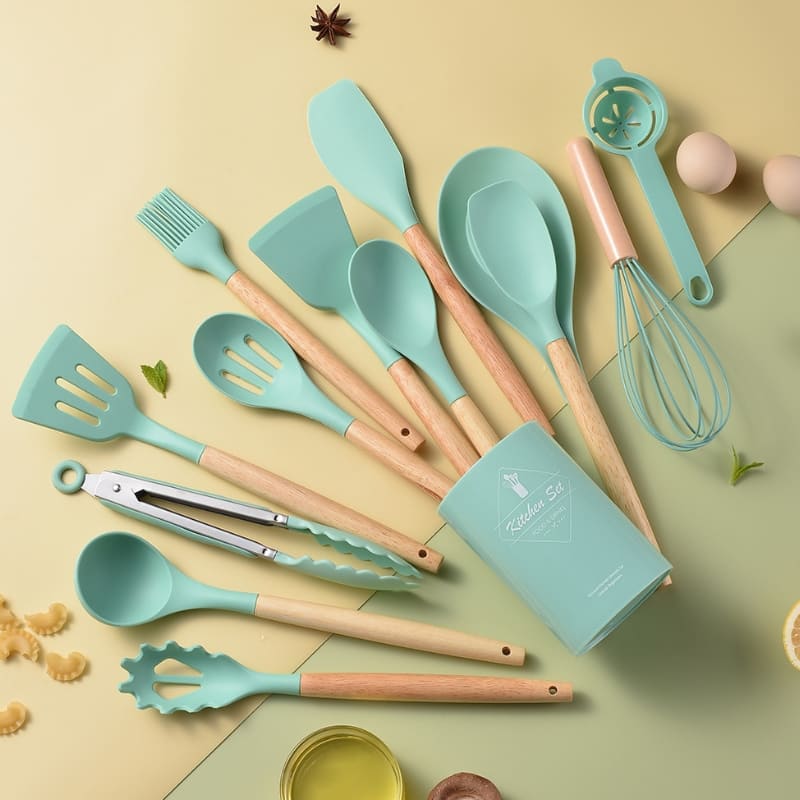 Kit Utensílios de Cozinha 14 Peças Silicone Com Organizador Zeraffe - Zeraffe | Novidades exclusivas e produtos que facilitam sua vida