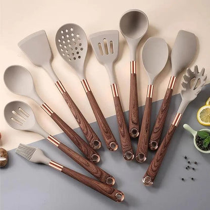 Kit Utensílios de Cozinha Silicone 10 Peças Com Organizador Rosé - Zeraffe | Novidades exclusivas e produtos que facilitam sua vida