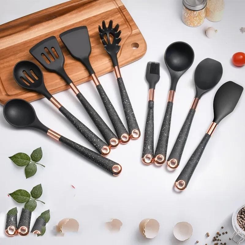 Kit Utensílios de Cozinha Silicone 10 Peças Com Organizador Rosé - Zeraffe | Novidades exclusivas e produtos que facilitam sua vida