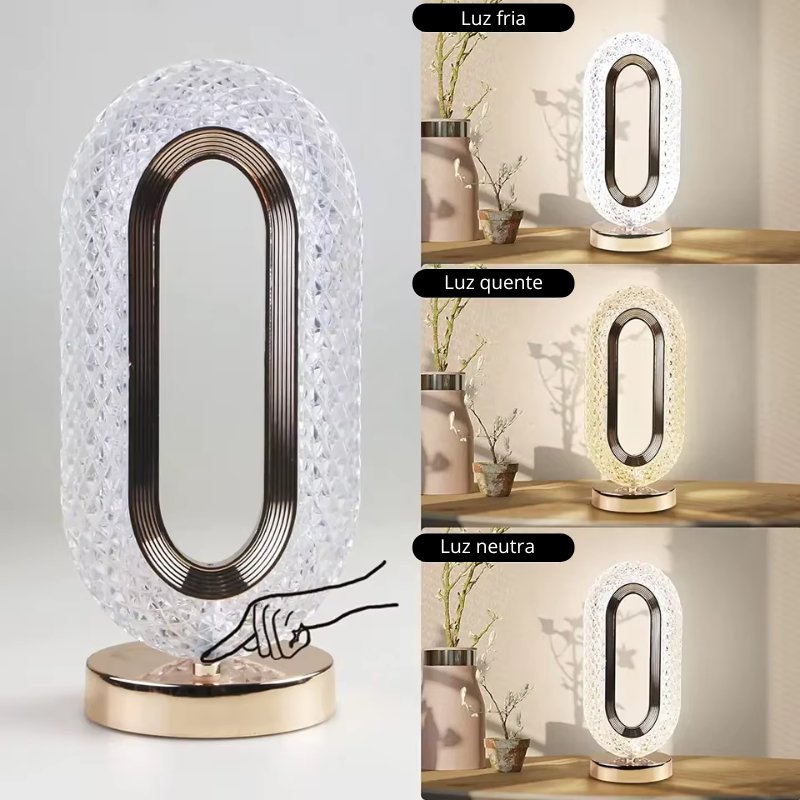 Luminária de Mesa Cristale Oval Luxuosa - Zeraffe