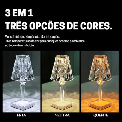 Luminária de Mesa LED Diamante USB 3 em 1 Sem Fio Zeraffe - Zeraffe | Novidades exclusivas e produtos que facilitam sua vida