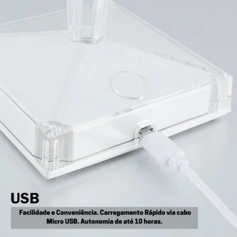 Luminária de Mesa LED Diamante USB 3 em 1 Sem Fio Zeraffe - Zeraffe | Novidades exclusivas e produtos que facilitam sua vida