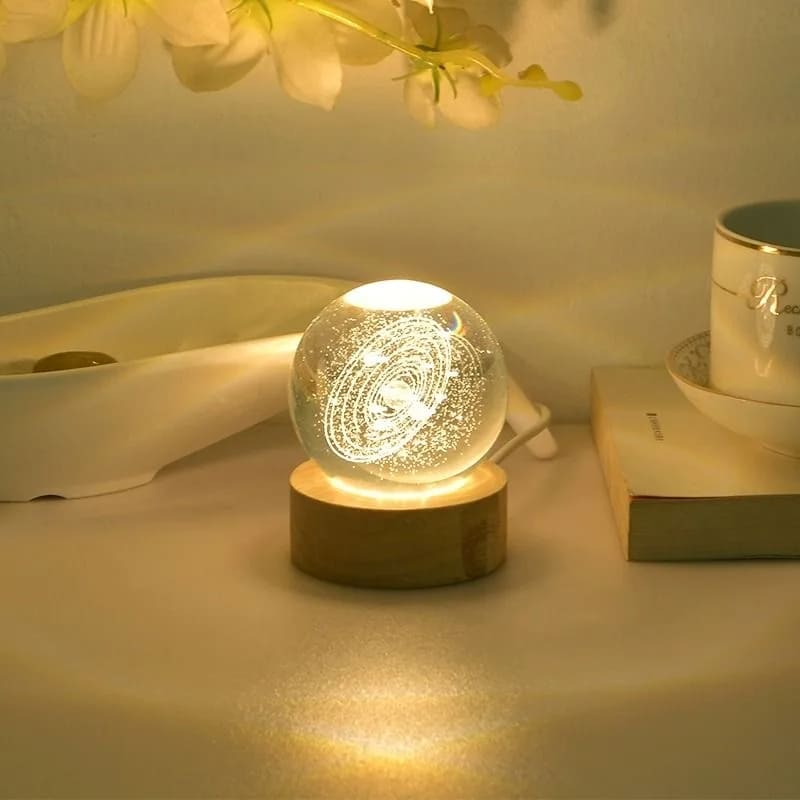 Luminária de Mesa LED Luz Noturna 3D Bola Cristal Zeraffe - Zeraffe | Novidades exclusivas e produtos que facilitam sua vida