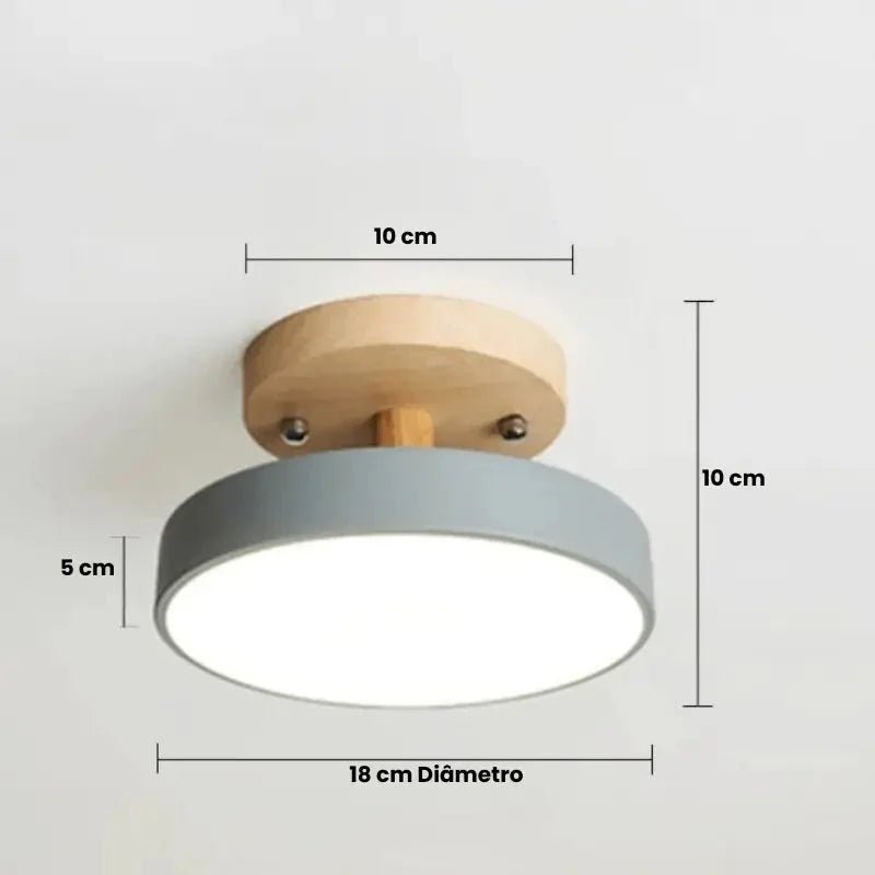 Plafon de Teto LED Redondo Estilo Nórdico 13W Bivolt - Zeraffe