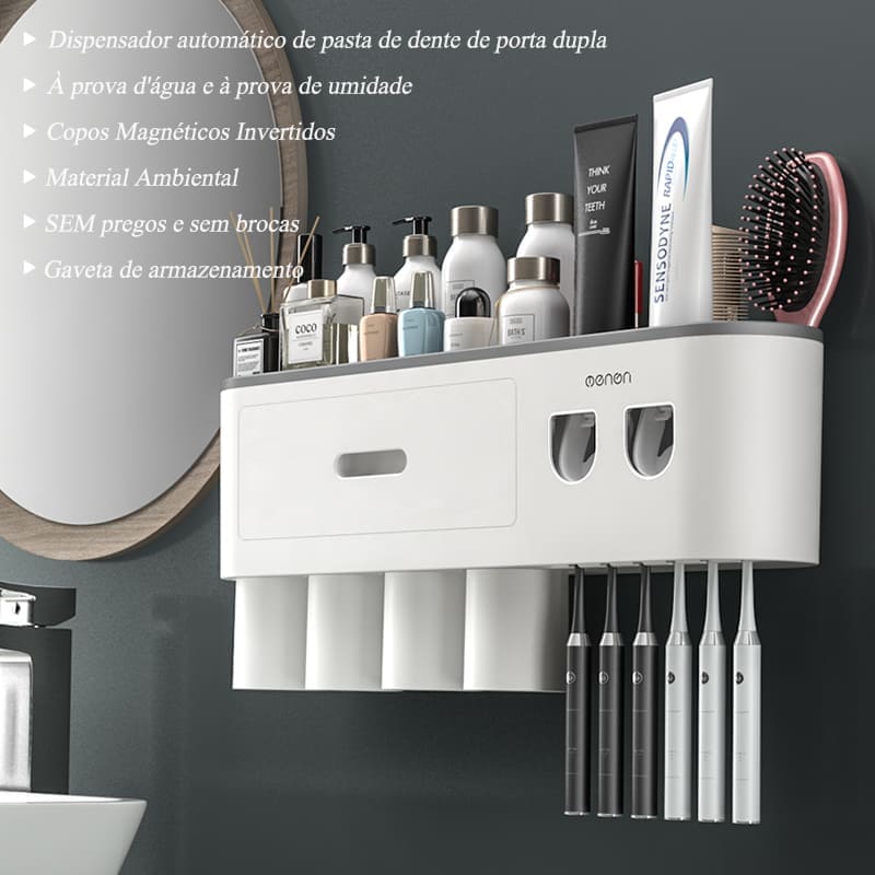 Porta Escova de Dente Dispenser com Gaveta e Copos Zeraffe - Zeraffe | Novidades exclusivas e produtos que facilitam sua vida