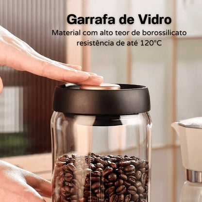 Pote de Vidro com Tampa Hermética Café a Vácuo Zeraffe - Zeraffe | Novidades exclusivas e produtos que facilitam sua vida