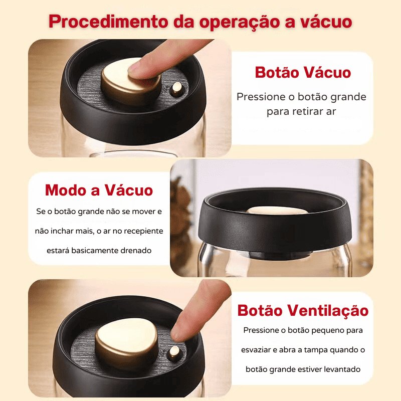 Pote de Vidro com Tampa Hermética Café a Vácuo Zeraffe - Zeraffe | Novidades exclusivas e produtos que facilitam sua vida