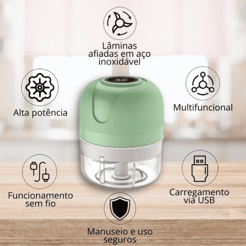 Processador de Alimentos Mini Elétrico USB Portátil Zeraffe - Zeraffe | Novidades exclusivas e produtos que facilitam sua vida