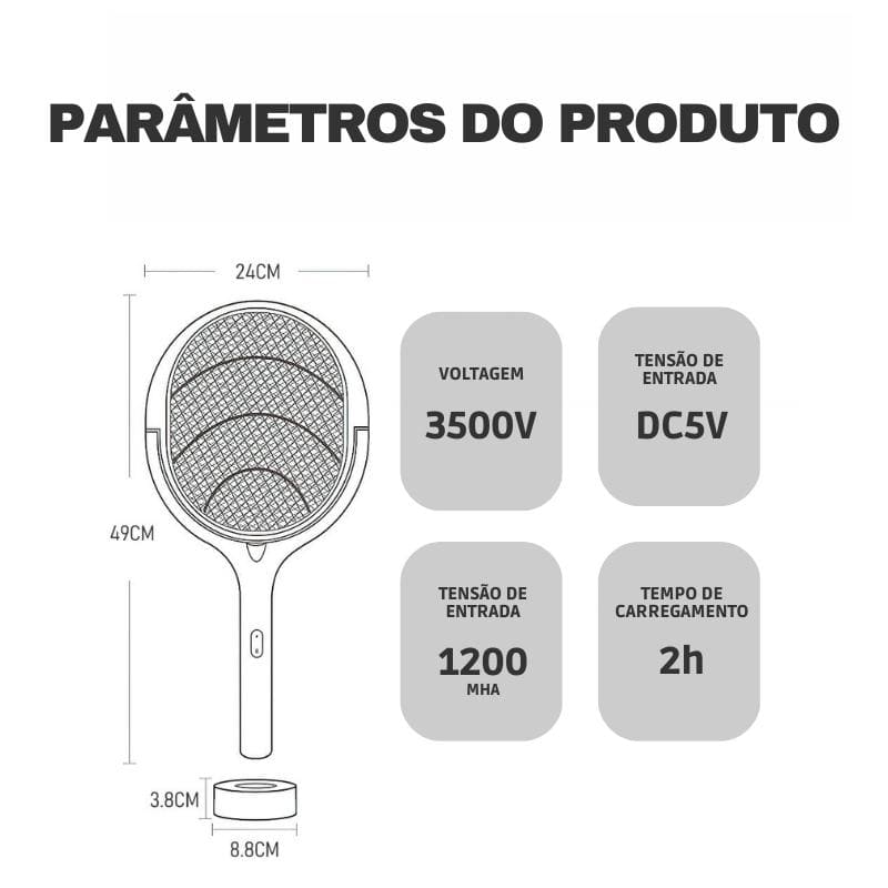 Raquete Elétrica Armadilha Mata Mosquito Zeraffe - Zeraffe | Novidades exclusivas e produtos que facilitam sua vida