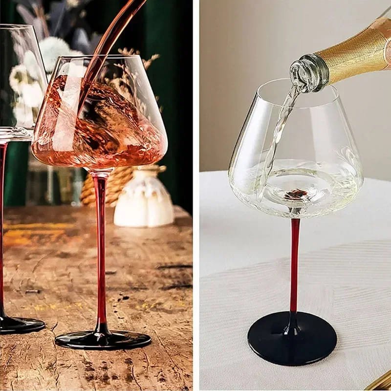 Taça de Vinho Cristal Haste Vermelha Bar em Casa Zeraffe - Zeraffe | Novidades exclusivas e produtos que facilitam sua vida